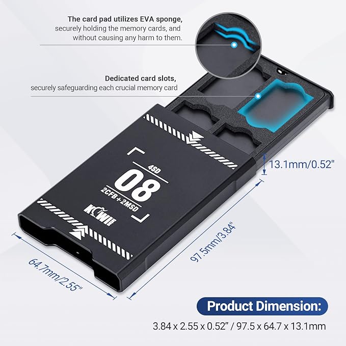 8 Slots Pop-Up Memory Card Holder SD CFexpress Type-B XQD Case | Stores 4 SD, 2 Micro SD, 2 CFexpress Type-B/XQD cards with shockproof EVA foam slots, pop-up push design - Image 3