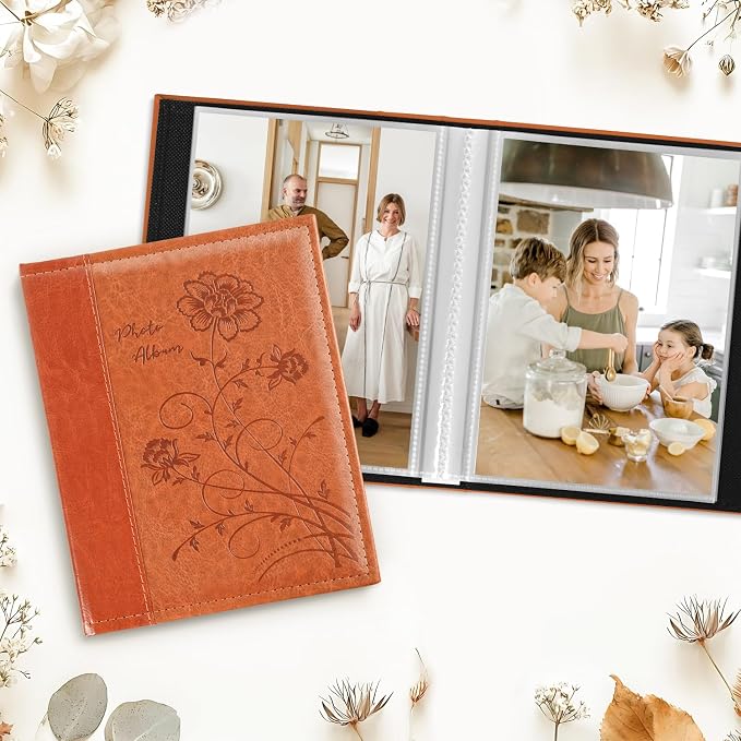 Artmag Photo Album 5x7 2 Packs Clear Pages Pockets Leather Cover Slip Slide in Photo Album Book Each Holds 100 Vertical 5x7 Photos Picture Book for Wedding Family (Brown) - Image 3
