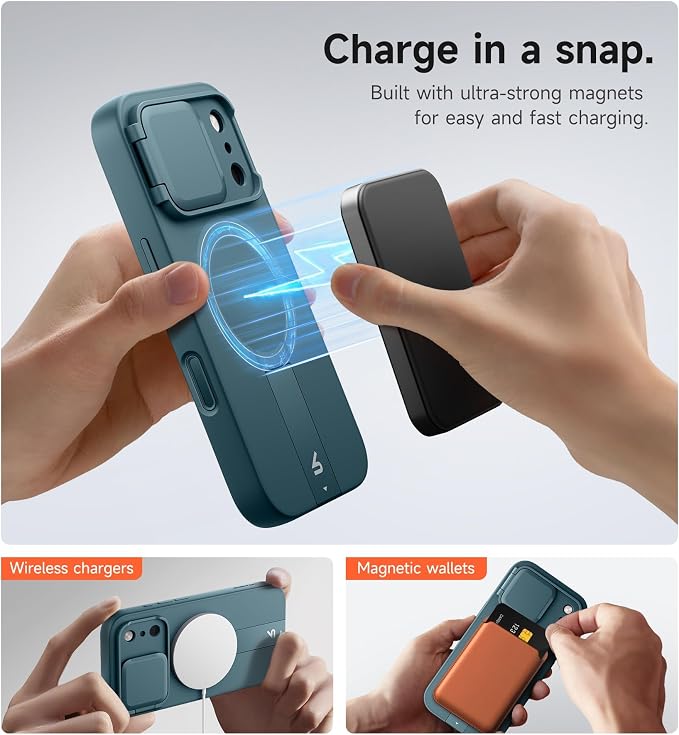 SURITCH for iPhone 17 Pro Case with Camera Control Cover, Camera Cover and Adjustable Kickstand, Compatible with MagSafe, Shockproof Bumper Protective Cases 6.3 Inch, Lake Green - Image 3