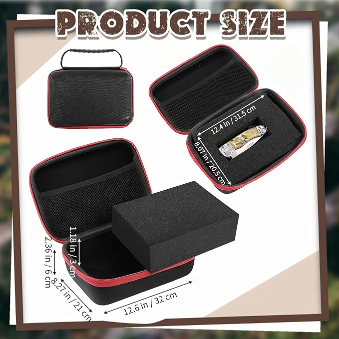 Relaxweex Hard Case with Foam, 12.6 X 8.27 X 3.5 Inch, Black and Red | EVA Waterproof Shockproof Case, Customizable Foam for Camera Electronics Instruments, Digital Products, with Knife - Image 2