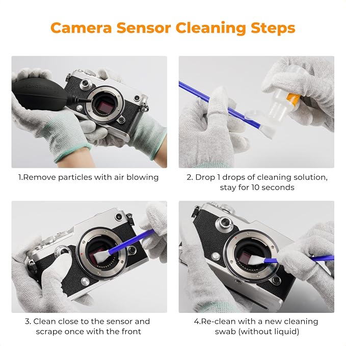 K&F CONCEPT M4/3 Sensor Cleaning Swab for Olympus Panasonic M4/3 Cameras | 12mm sendor SwabsX10,Vacuum Package,Flexible Grip Rod,20ml Gentle Cleaner,Superfine Microfiber Cloth Material,Wide Usage,MA03 - Image 7