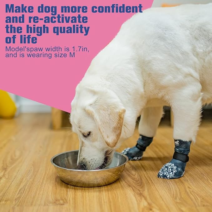 EXPAWLORER Anti Slip Dog Socks to Prevent Licking Paws, Dog Shoes for Hot Pavement, Dog Booties for Small Medium Large Senior Dogs, Traction Control Boots & Paw Protectors for Hardwood Floors - Image 7