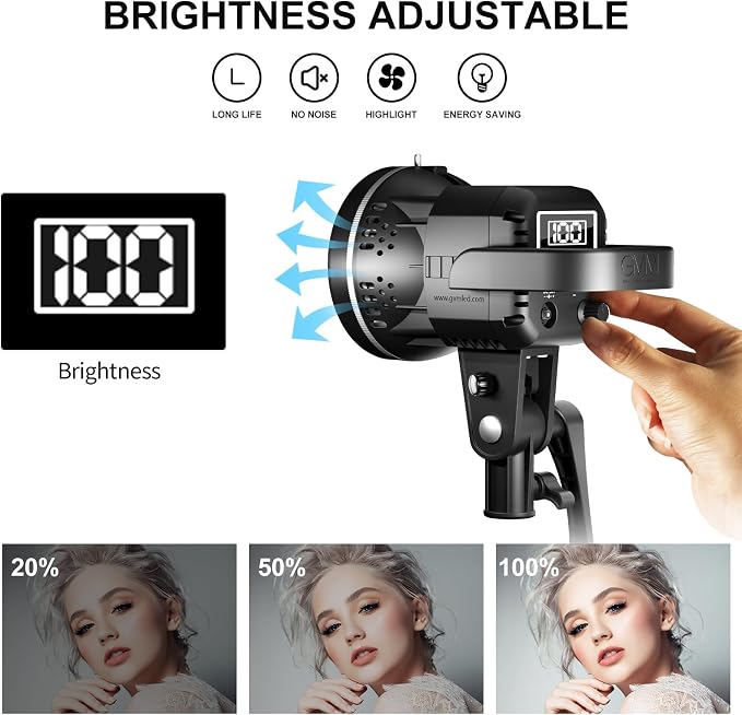 GVM 80W Video Light, Studio Lights for Photography, Softbox Lighting Kit with Bowens Mount, CRI97+ 5600K Colour Temperature , 22in Softbox, Tripod Stand, YouTube, Video, Wedding - Image 3