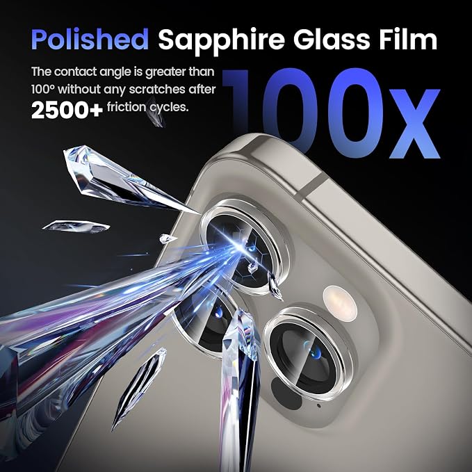 Tensea Camera Lens Protector Compatible for iPhone 17 Pro Max/17 Pro/15 Pro Max/15 Pro/16 Pro Max/16 Pro/14 Pro Max/14 Pro, Metal Tempered Glass Cover Camera Screen Protector Accessories,Case Friendly - Image 6