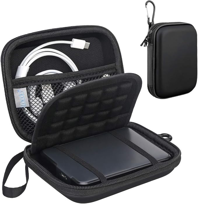 Lacdo Hard Drive Carrying Case for Western Digital WD Elements/WD My Passport/My Passport Ultra Portable External Hard Drive HDD 1TB 2TB 4TB 5TB 6TB USB 3.0 Protective Storage Travel Bag, Full Black by Lacdo