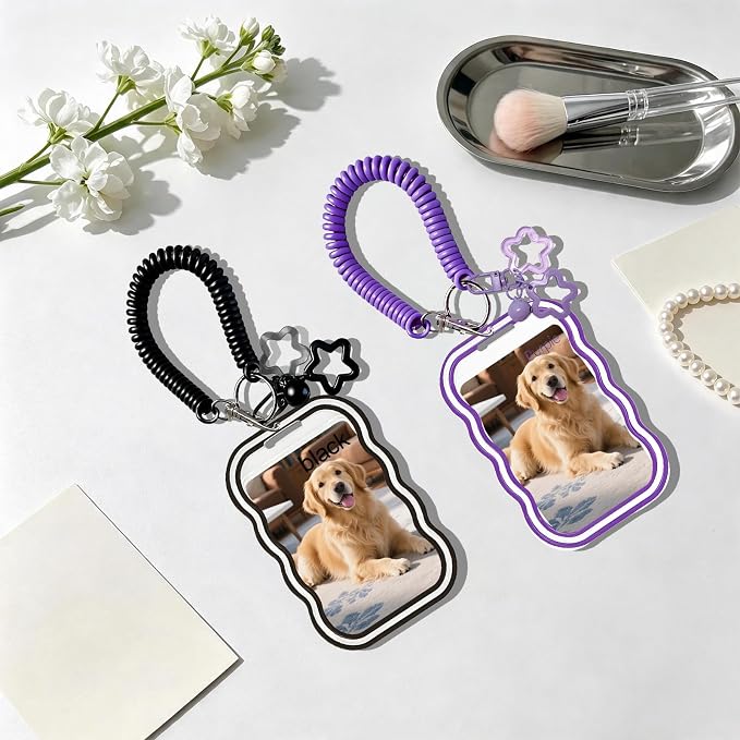 2 Pack Cute Photocard Holder Keychain,Kpop Photo Card Holder | Creative Photo Protector Keychain Accessories for Bus Card, Daily Display & Travel Decorations Gifts - Image 5