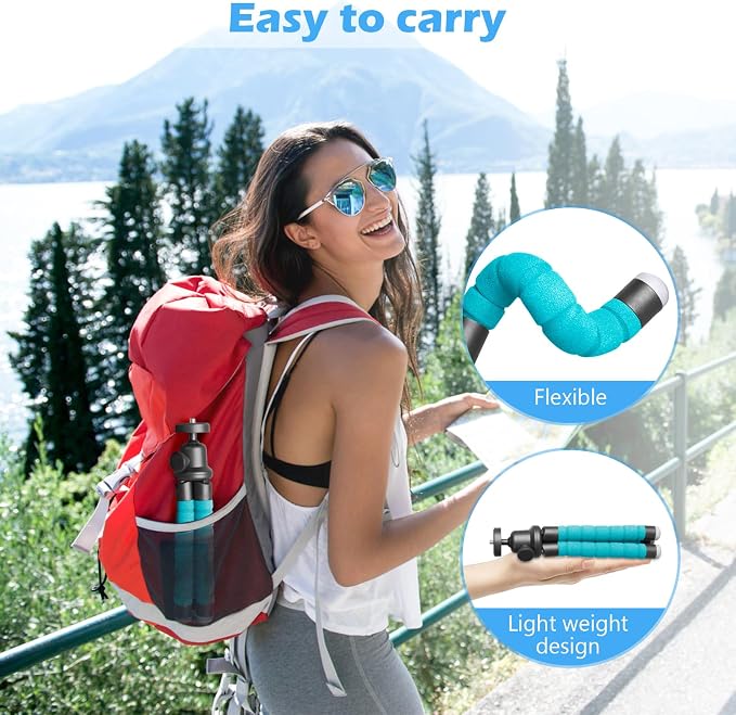 Ubeesize Portable Tripod Stand with Wireless Remote & Clip, Flexible Phone Holder for Video Recording (Blue) - Image 6