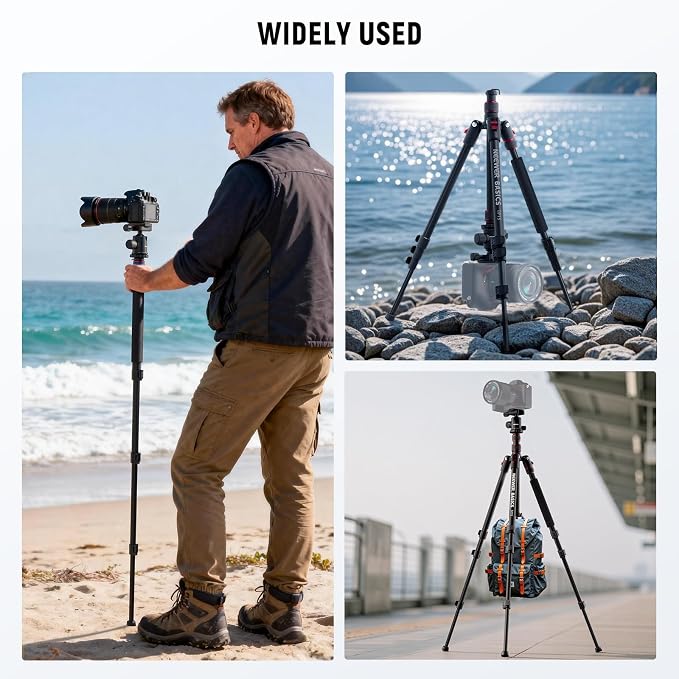 NEEWER Basics Camera Tripod Monopod, 71" Aluminum Heavy Duty Portable Travel DSLR Cell Phone Stand with 360° Ball Head Cellphone Holder Mount Compatible with iPhone for Filming Video Recording, TP15 - Image 7