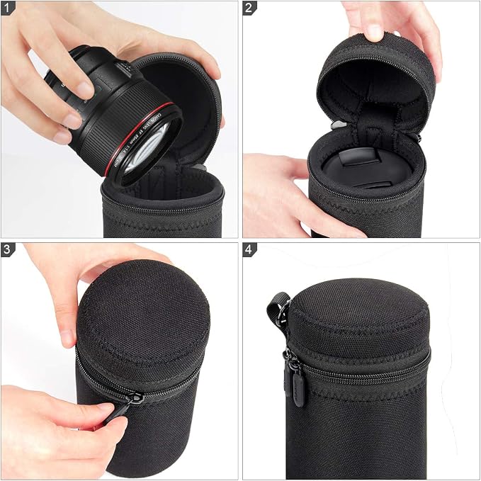 ARVOK Lens Pouch Set, Water Resistant Protective Lens Cases for DSLR Camera Lens, 4 Size Thick Camera Lens Bag for Nikon, Tamron, Sigma, Pentax, Sony, Olympus, Panasonic - Image 5