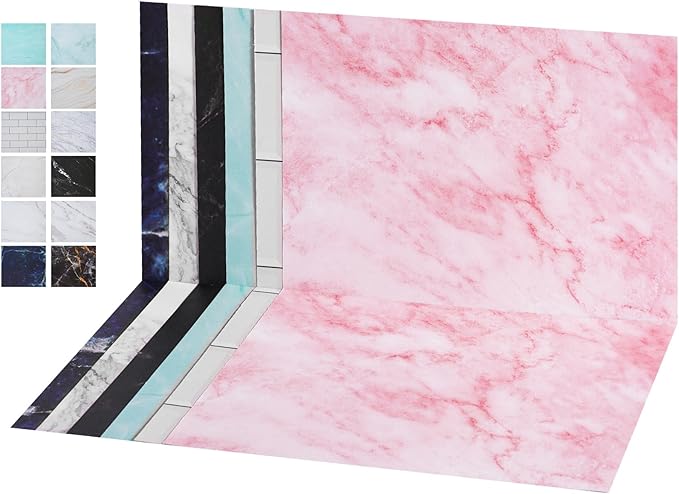 12PCS 12Patterns Product Photography Backdrops,Photo Backdrop Double Sided | Marble and Tile Photo Background（16.5X11inch） by Meking