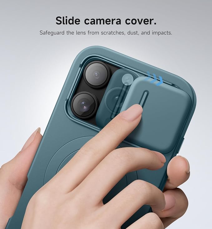 SURITCH for iPhone 16 Pro Case with Slide Camera Cover and Adjustable Kickstand, Compatible with MagSafe, Shockproof Bumper Case Slim Protective Cover for iPhone 16 Pro 6.3 Inch, Lake Green - Image 4