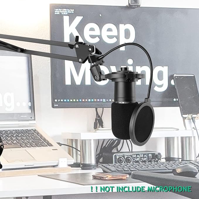 AT2020 Shock Mount with Pop Filter and Foam Windscreen, Noise Reduction Microphone Shock Mount Mic Holder for Audio Technica Mic - Image 2