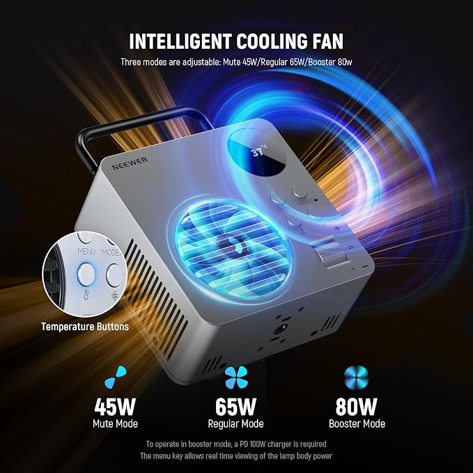 NEEWER 80W RGBWW LED Video Light with 72Wh Battery, 100W PD Fast Charger, APP/2.4G Control, 10400lux/m 2500K-7500K, Mini RGB Bowens Mount Studio Photography Recording Continuous Output Lighting, HB80C - Image 7
