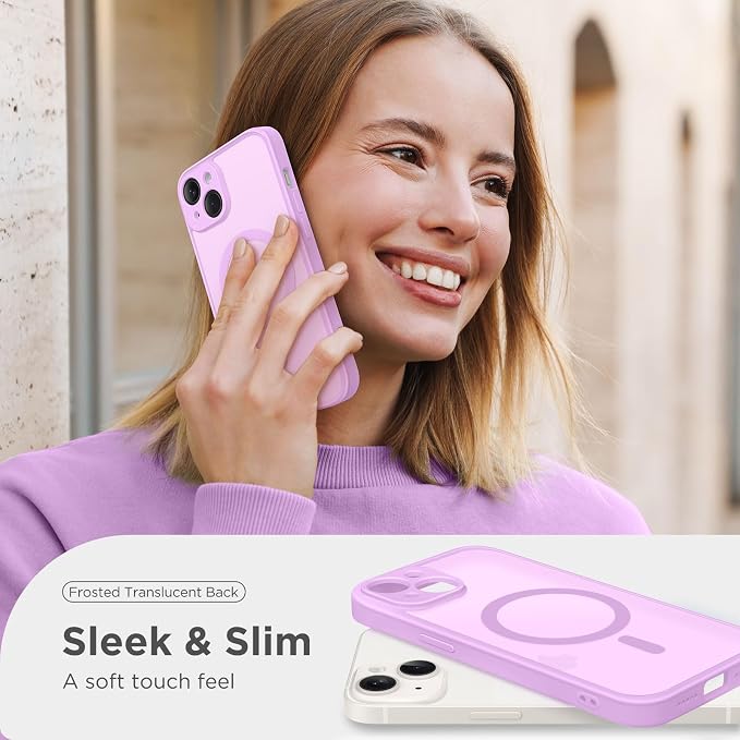 CAPRARO for iPhone 14 Case, Compatible with MagSafe | Upgraded [Full Camera Protection] Shockproof Protective Slim Translucent Matte Magnetic Phone Case 6.1'', Roland Purple - Image 7