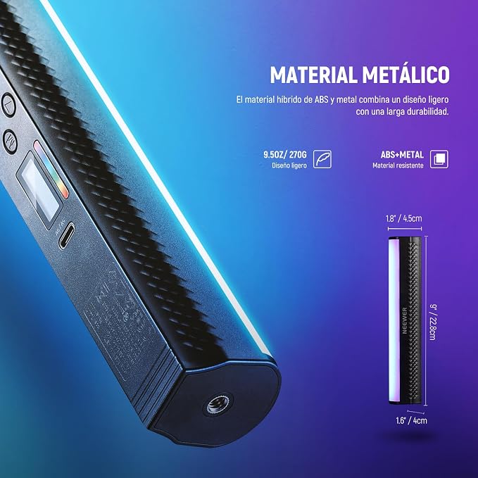 NEEWER TL21C RGB Light Wand with App Control, Magnetic Handheld Light Stick | 2500K-8500K Dimmable, CRI95+, Full Color LED Tube Bar, 2550mAh Battery, 17 Light Scenes, for Vlog Photography Video - Image 7