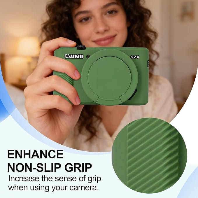 Case with Removable Lens Cover for Canon G7X Mark II/G7XII Camera(Green) | Soft Silicone Camera Protective Case,Slim Fit,Anti-Scratch,Dustproof,Shockproof,Camera Accessories,For Travel,Daily Use - Image 4