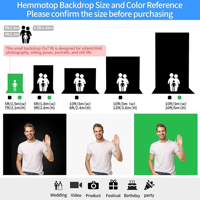 Hemmotop Photo Backdrop, White, 5x7ft, Photography Background Backdrops | Polyester Fabric, Non Reflective, Ideal for Photoshoot, Product Photos, Easter, Birthday, Baby Shower, Halloween Party - Image 3