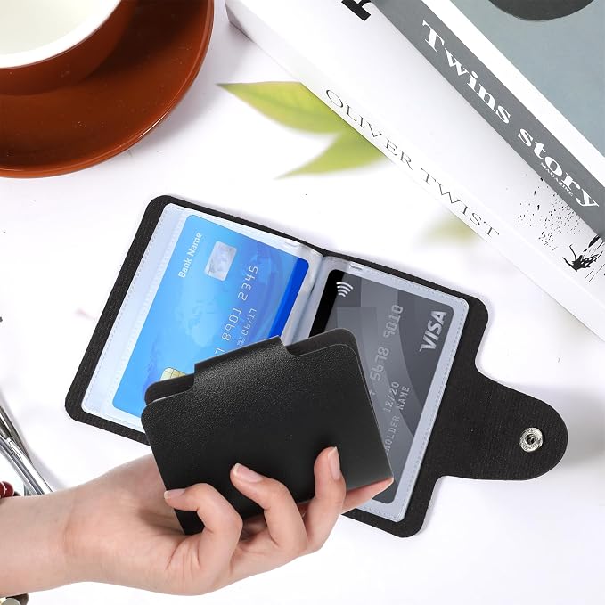 PU Leather Credit Card Organizer Slim (24 Small Cells for Memory Cards) Business Credit Card Book, Black Wallet Holder for Men Women, RFID Blocking Sleeve, Debit Cards Protector Organizer - Image 5