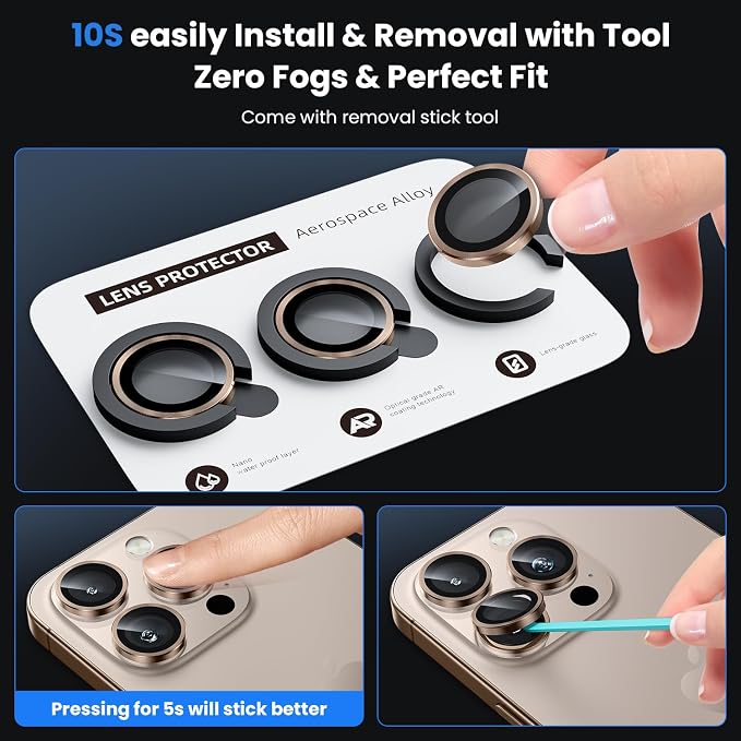 WSKEN for iPhone 16 Pro/iPhone 16 Pro Max Camera Lens Protector | Original Shooting Mode, Individual Metal Cover Film, Shatterproof HD Tempered Glass Camera Screen Protector, Desert - Image 6