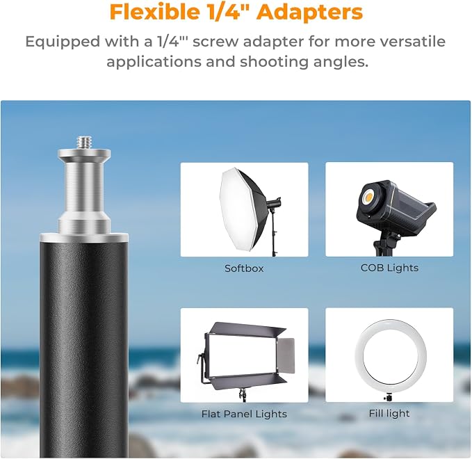 K&F CONCEPT Light Stand for Photography, 9.1ft/2.8M Extendable Tripod | Heavy Duty Light Stand Lighting Tripod with 1/4" Screw for Strobe Light/Webcams/Cameras/Softbox, TL03 - Image 2