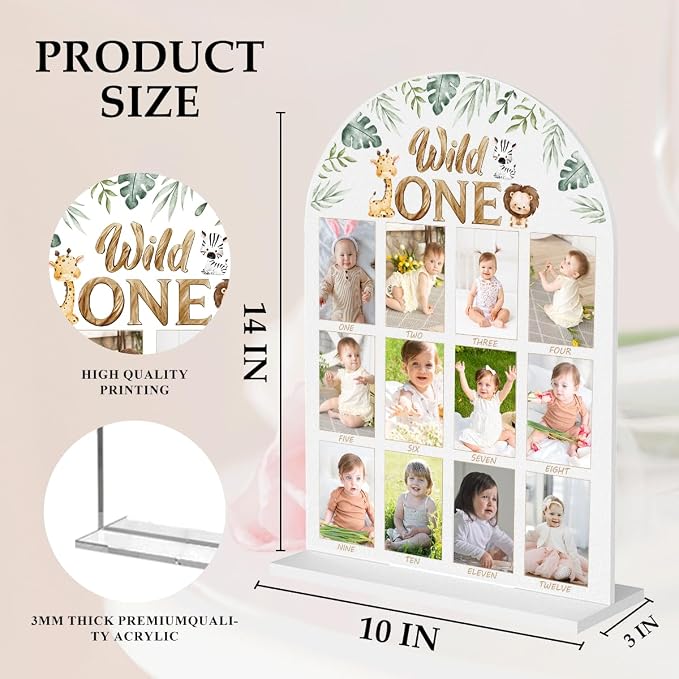 My First Year Photo Board Baby Milestone Signs One Year of Baby Photo Board, Best Babies Keepsake 10x14 Inches Acrylic Sign Decor Fits 2" x 3" Photo A01 - Image 2