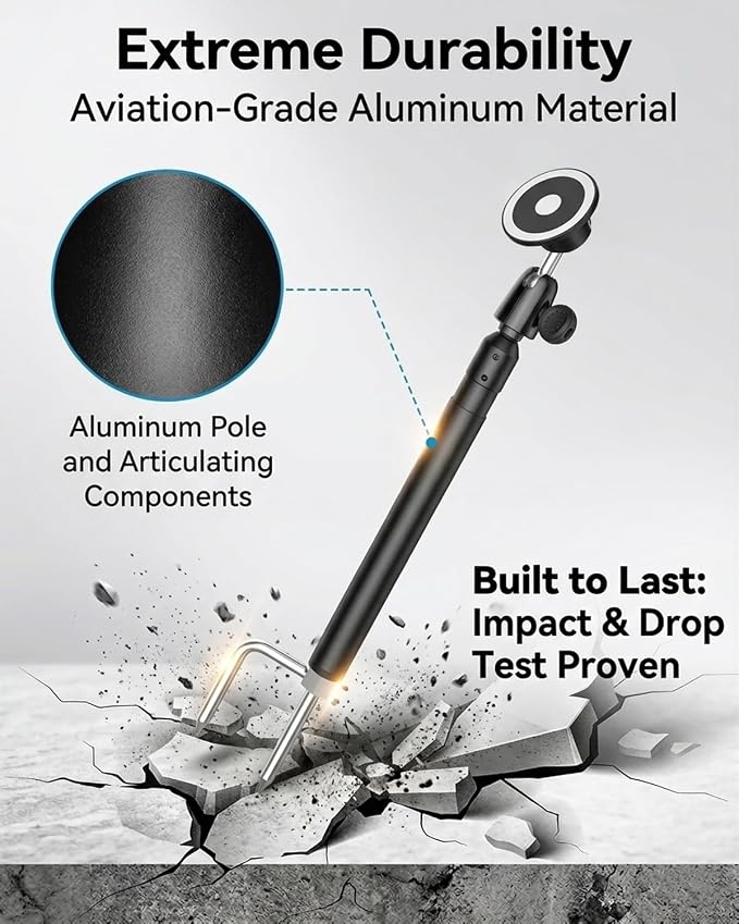 Magnetic Golf Phone Monopod, 57" Gust-Proof Metal Pole with Ground Spike | Snap-On MagSafe Lock, Swing & Putting Training Aid Tripod Stand, for iPhone 17 16 15, Galaxy, Android, Magnetic Cases - Image 6