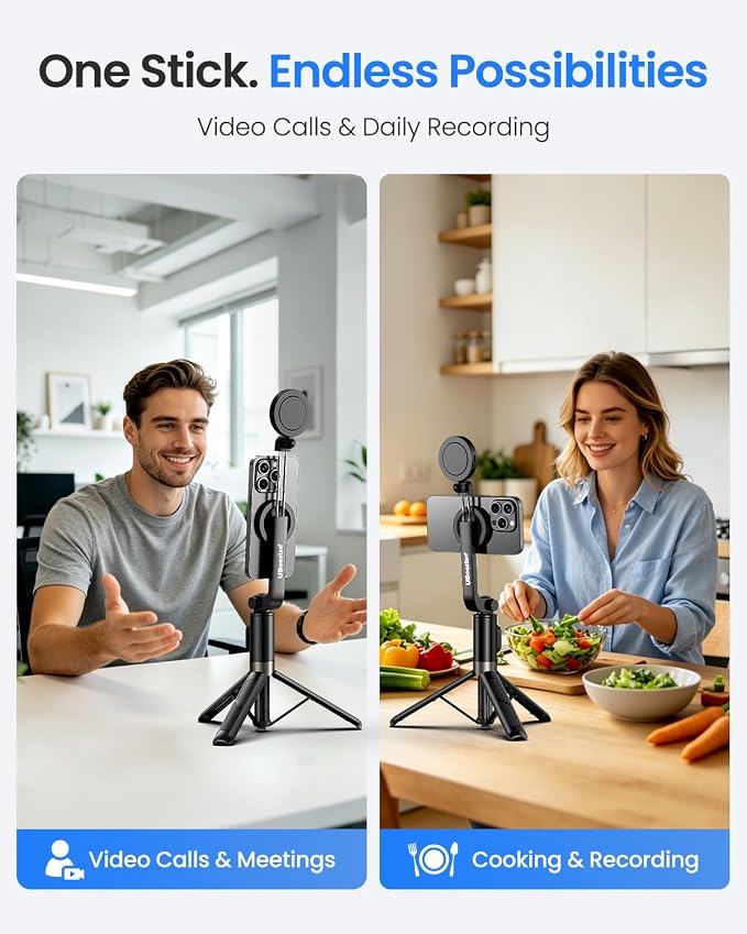 UBeesize Magnetic Selfie Stick Tripod with Dimmable Light and Rechargeable Remote, Portable Travel Phone Tripod Stand for MagSafe and Android Phones, Ideal for Vlogging, Photos, Video Recording - Image 7
