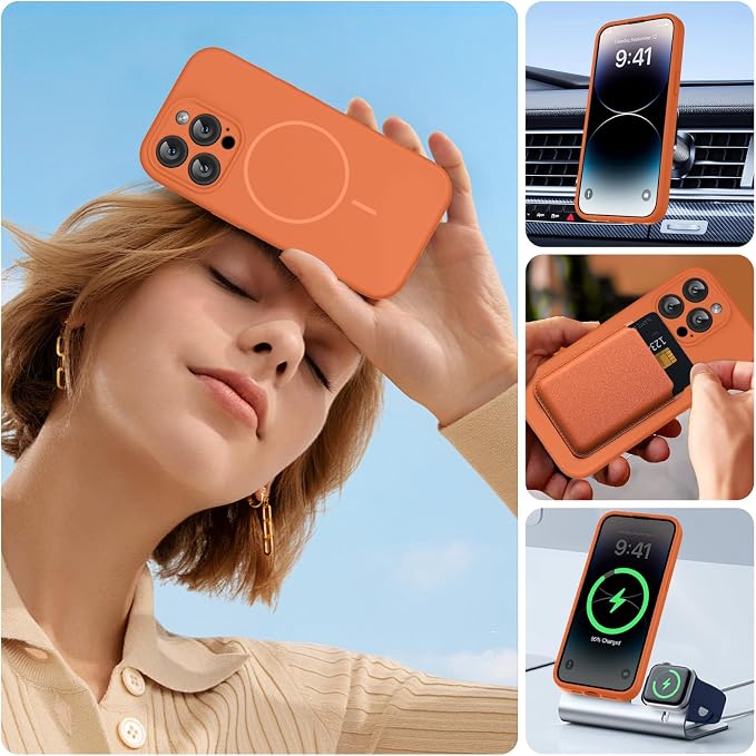 miracase Magnetic for iPhone 14 Pro Max Case, [Soft Anti-Scratch Microfiber Lining], Compatible with MagSafe, Silicone Shockproof Protection Phone Case for iPhone 14 Pro Max,Orange - Image 6