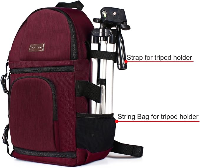 MOSISO Camera Sling Bag, DSLR/SLR/Mirrorless Camera Case Camera Backpack | Shockproof Photography Bag with Tripod Holder&Removable Modular Inserts Compatible with Canon/Nikon/Sony/Fuji, Wine Red - Image 3