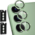 for Samsung Galaxy S24 Camera Lens Protector, Individual Metal Ring Tempered Glass Lens Cover, [Strong Adsorption] Scratch Resistant Ultra-Thin HD Clear Lens Cover, 2 Set-Green Sparkly by Btscase
