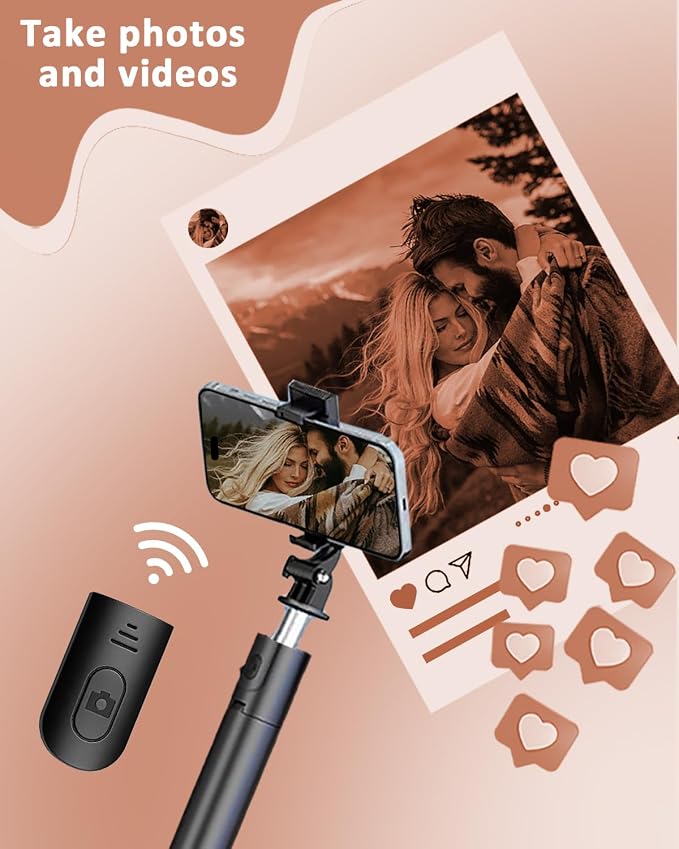 67" Phone Tripod Selfie Stick for iPhone and Android Phone, Cell Phone Tripod Stand with Wireless Remote Control - Image 5