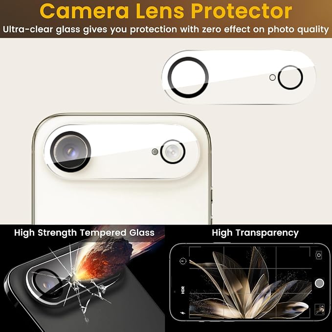 Romkasi 3 Pack Privacy Screen Protector for iPhone 17 Air 6.5 Inch with 3 Pack Camera Lens Protector, Anti Spy Tempered Glass Film, Anti-Scratch, Touch Sensitive, Case Friendly - Image 5