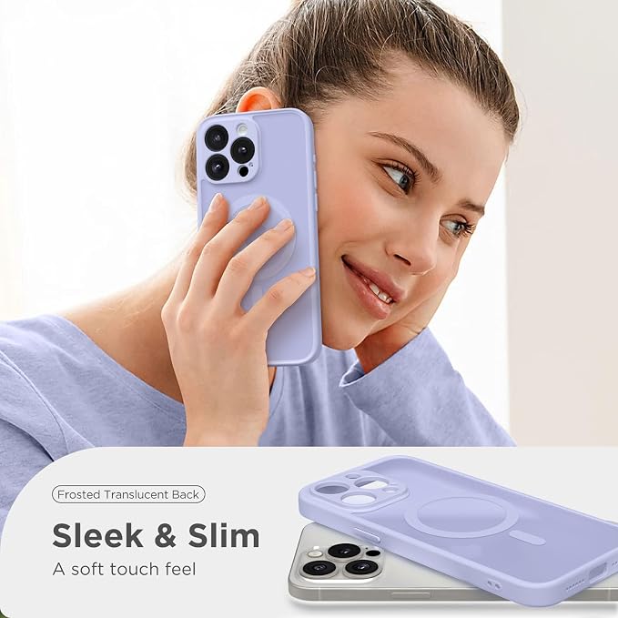 CAPRARO for iPhone 13 Pro Max Case, Compatible with MagSafe Lilac | Upgraded [Full Camera Protection] Shockproof Protective Slim Translucent Matte Magnetic Phone Case 6.7'', Lilac - Image 7