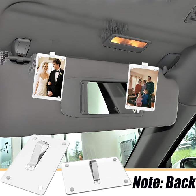 2-Pack Magnetic Car Photo Holders - Dual Clip & Magnet Visor Photo Frame for Car, Strong Hold on Air Vent or Visor to Display Family Pictures, Clear Acrylic Picture Frame Accessories - Image 6