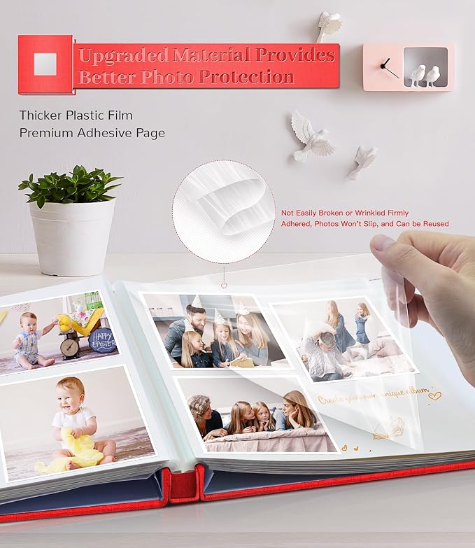 Artfeel Photo Album Self Adhesive Scrapbook Album for 3x5 4x6 5x7 8x10 Pictures,40 Pages Linen Cover with Display Window DIY Photo Book,Ideal Gifts for Family Travel Wedding Baby - Image 3