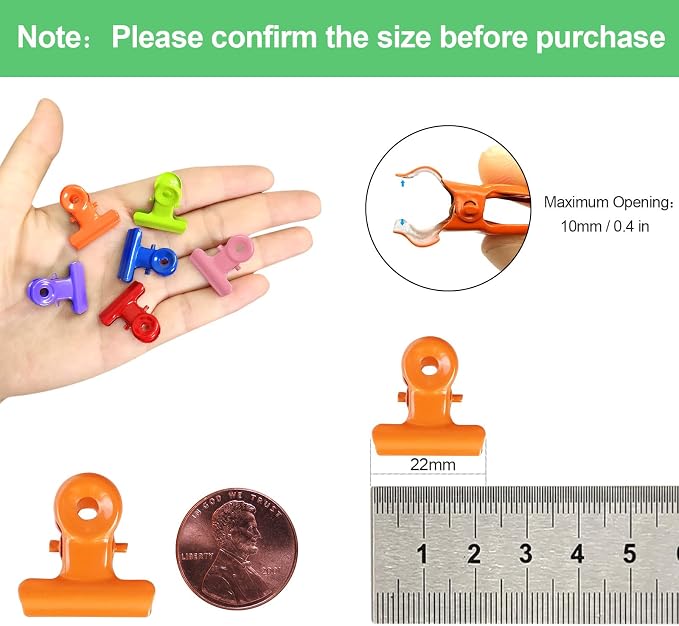 Coideal Colored Bulldog Paper Clips, 30 Pack Small 0.87 Inch Metal Mini Binder Clips Money Clamps for Tags Bags, Shops, Office and Home Kitchen - Image 6