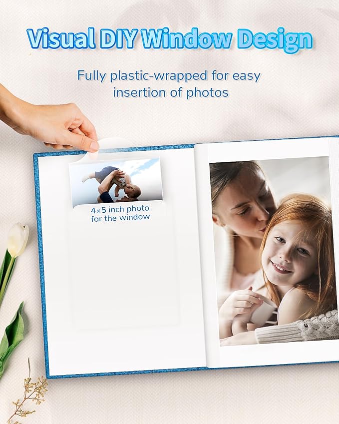 Artfeel Photo Album 4x6 with 100 Pockets,Slip-in Picture Albums,Linen Cover Memory Book with Front Window,White Page Vertical Photo Book for Wedding,Family,Anniversare,Baby,Vacation - Image 2