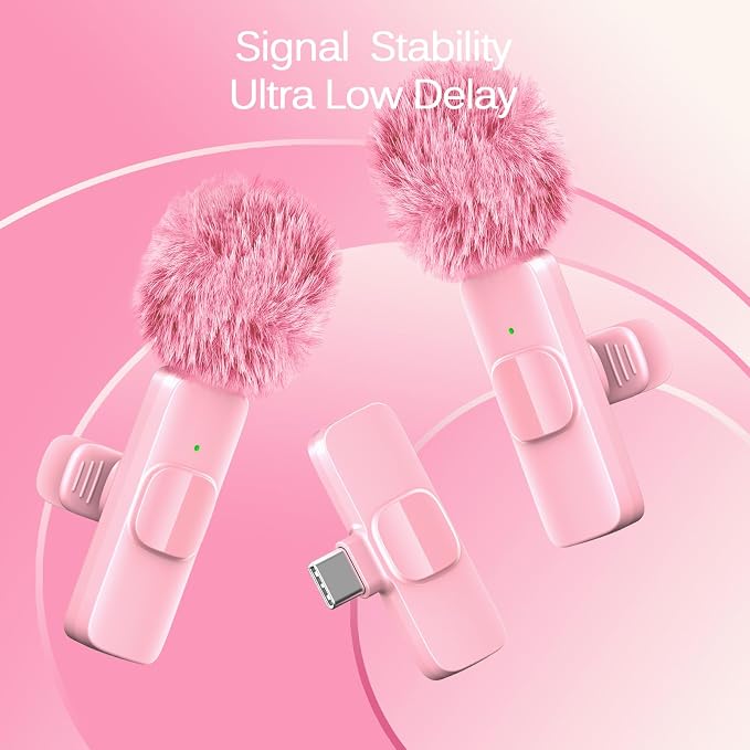 Wireless Lavalier Lapel Microphone for iPhone, iPad, mini Video Recording Mic for Interview Video Podcast Vlog YouTube & Livestream, Noise Reduction, Plug & Play (Pink) - Image 5