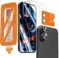 QHOHQ [1-Second Auto-Install] 3 Pack Screen Protector for iPhone 17 + 1 Set Camera Lens Protector, 9H+ Shatterproof Tempered Glass, [12FT Military Grade Protection], Anti-Fingerprint, Case Friendly by QHOHQ