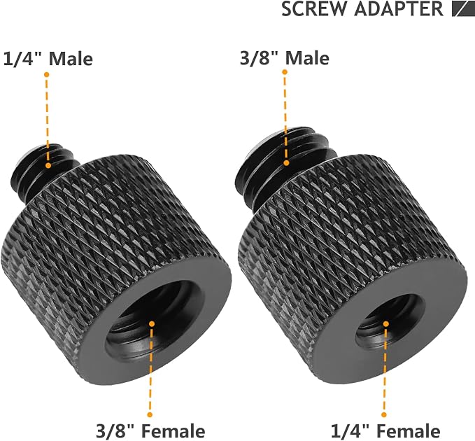 1/4 to 3/8 & 3/8 to 1/4 Camera Tripod Adapter - Male to Female Screw for Camera, Mount, Monitor - Image 2