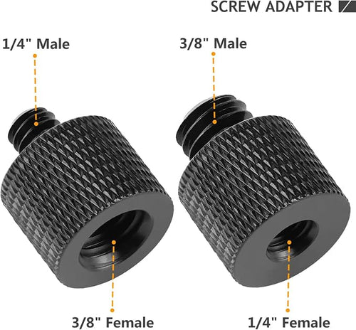 1/4 to 3/8 & 3/8 to 1/4 Camera Tripod Adapter - Male to Female Screw for Camera, Mount, Monitor - Image 2