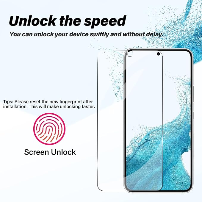 BIGFACE Galaxy S22 Plus Tempered Glass Screen Protector, 2 Pack, Anti-Scratch, Ultrasonic Fingerprint Unlock, Case Friendly, 9H Hardness - Image 3