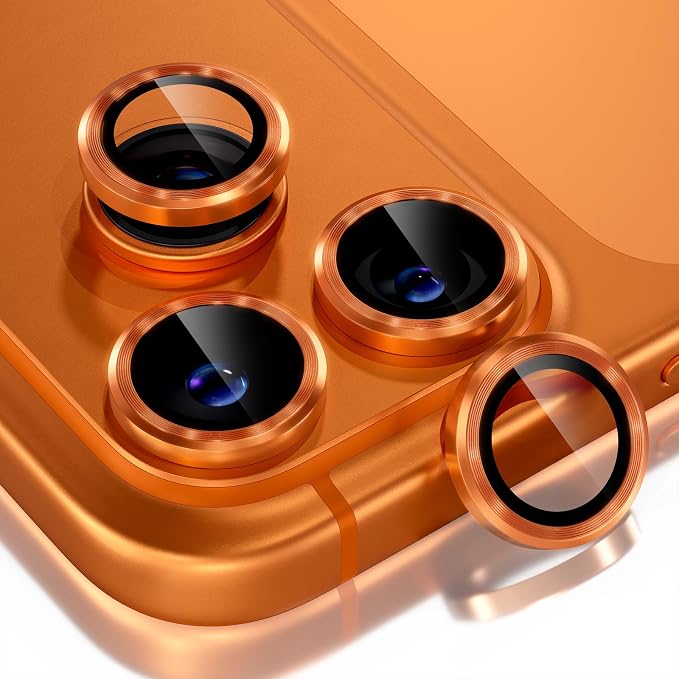 Choiche for iPhone 17 Pro/iPhone 17 Pro Max Camera Lens Protector | Ultra HD, 9H Tempered Glass Camera Cover Screen Protector Metal Ring Decoration Accessories (Orange) by Choiche