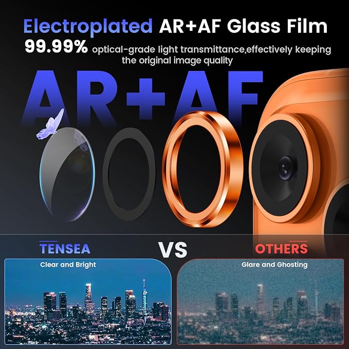 Tensea Camera Lens Protector Compatible For iPhone 17 Pro Max 17 Pro 15 Pro Max 15 Pro 16 Pro Max 16 Pro 14 Pro Max 14 Pro Metal Tempered Glass Cover Case Friendly - Image 3