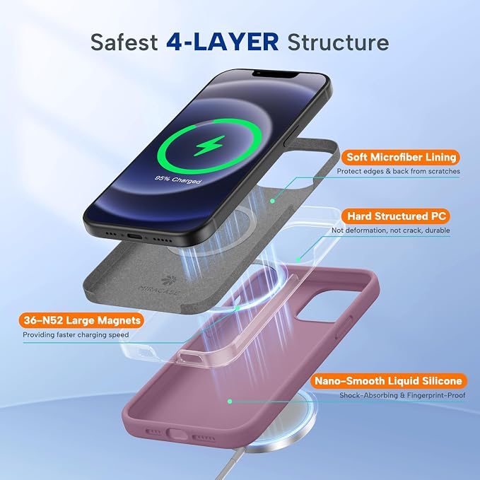 Miracase Magnetic for iPhone 12 Case/iPhone 12 Pro Case, Blackcurrant | Compatible with MagSafe, Anti-Scratch Microfiber Lining, Premium Silicone Shockproof Drop Protection Phone Case for 12/12 Pro - Image 3