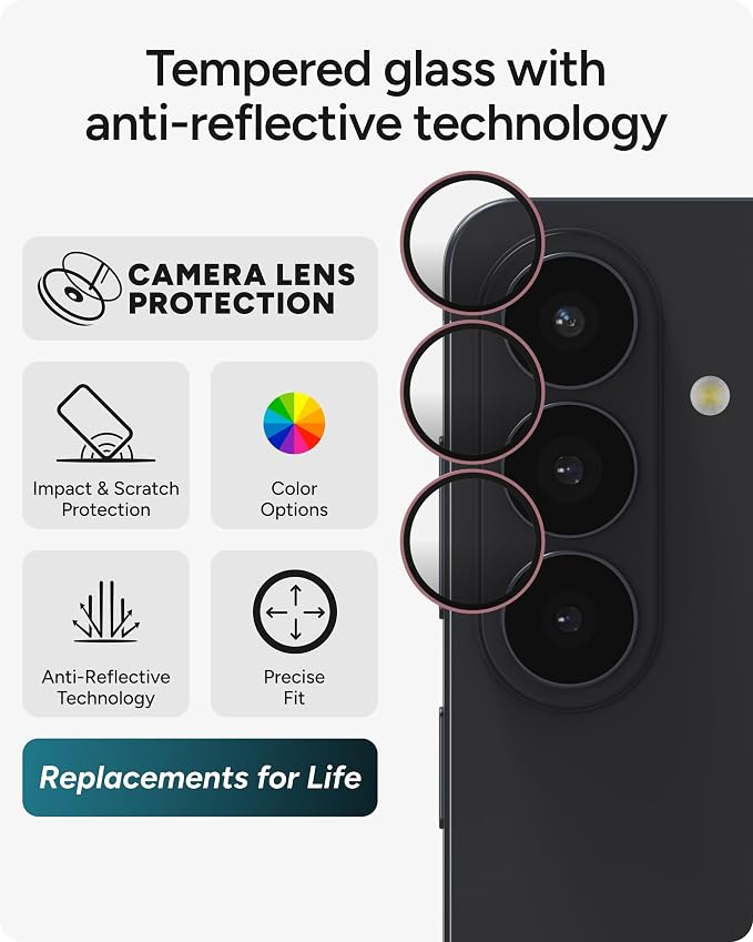 ZAGG Glass Elite Samsung Galaxy S26 Camera Lens Protector - Pink, Anti-Reflective, 5X Stronger Impact & Scratch Resistant Aluminosilicate Glass - Easy Installation, Smudge-Free Surface - Image 2