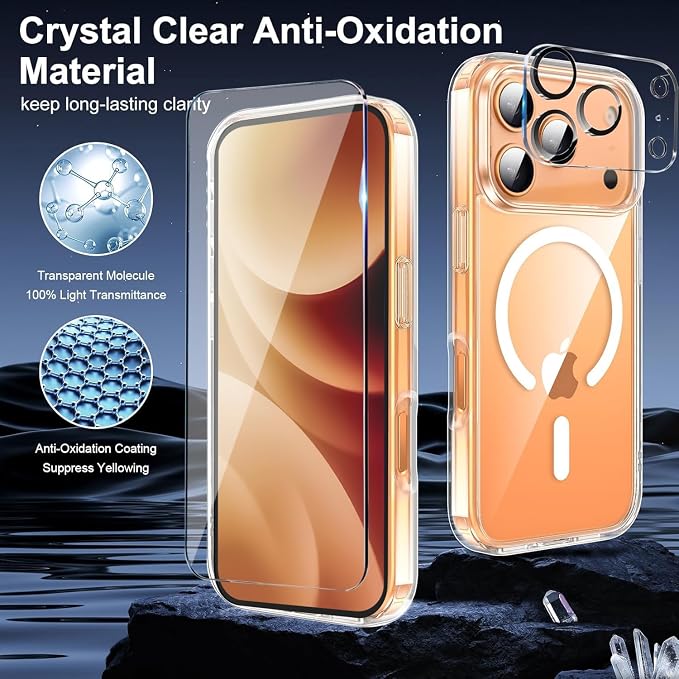 for iPhone 17 Pro Max Case Clear,Magnetic iPhone 17 ProMax Case with Screen Protector & Camera Protector [Compatible with MagSafe], Shockproof TPU Cover for iPhone 17 Max Phone Cases-Transparent - Image 4
