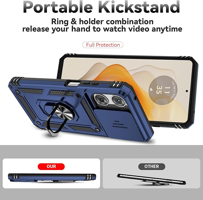 for Moto G 2026 /Moto G Play 2026 Case,with Screen Protector and Camera Cover,[Military Grade] 16ft.Drop Tested Cover with Magnetic Kickstand Protective Case for Motorola G 2026, Blue - Image 6