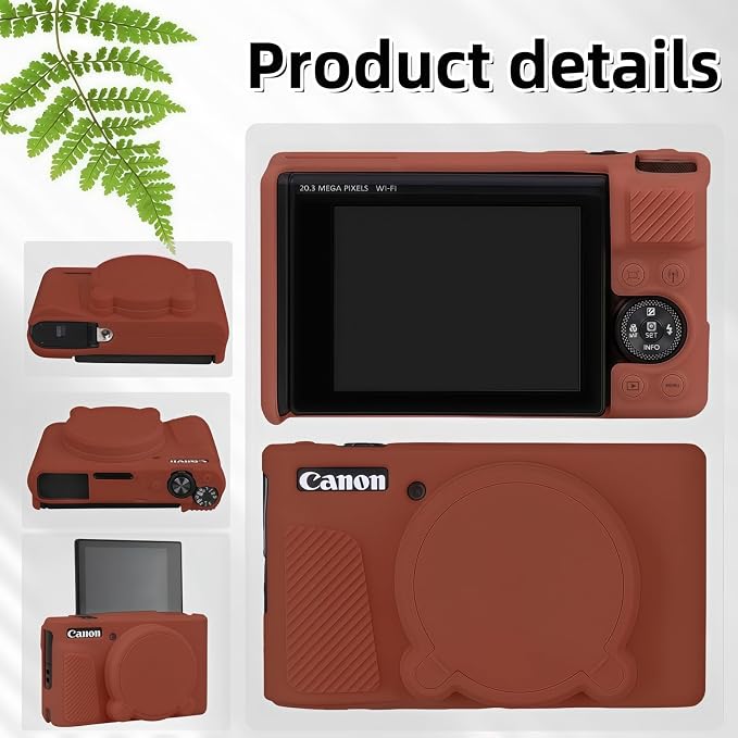 Camera Case for Canon PowerShot SX740/ SX730 Digital Camera, SX740 HS Case | Soft Silicone Protective Case Removable Lens Cover, Comes with 2 Screen Protectors and 1 Wrist Strap. (Brown) - Image 5