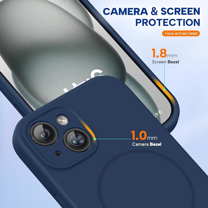 Miracase Silicone & Magnetic for iPhone 15 Case, Dark Blue | Compatible with MagSafe, Soft Microfiber Lining, Premium Silicone Cover Shockproof Drop Protection Phone Case for 15 - Image 6